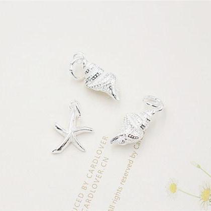 Sterling Silver Starfish Charms, 92..