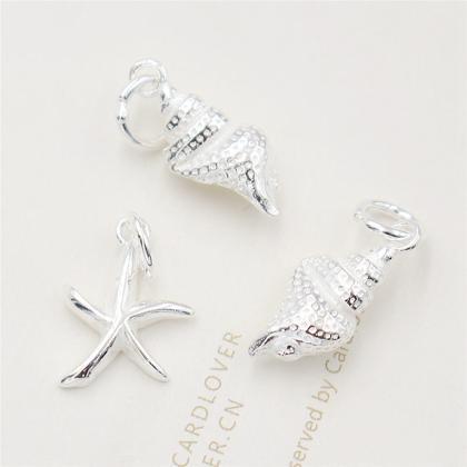 Sterling Silver Conch Charms, 925 S..