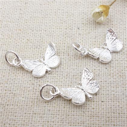 2pcs Sterling Silver Butterfly Char..