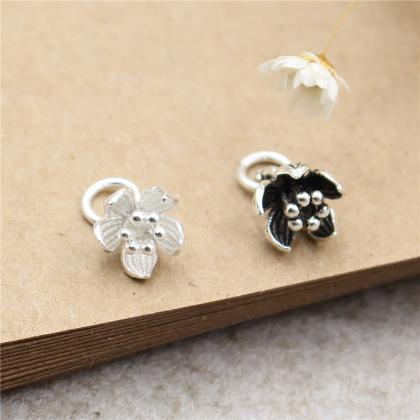 2pcs Sterling Silver Flower Charms, 925 Silver..