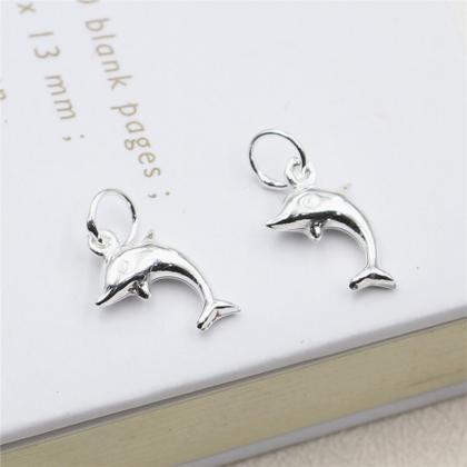4pcs Sterling Silver Dolphin Charm,..
