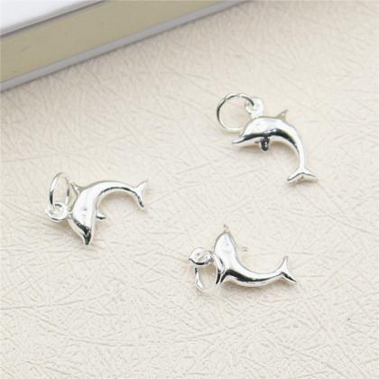 4pcs Sterling Silver Dolphin Charm,..