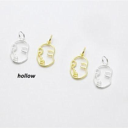 Sterling Silver Hollow Face Charm, ..
