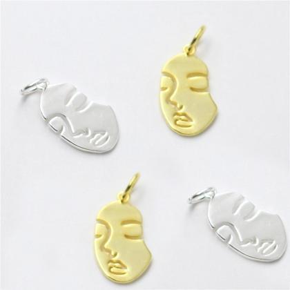 Sterling Silver Glossy Face Charm, ..