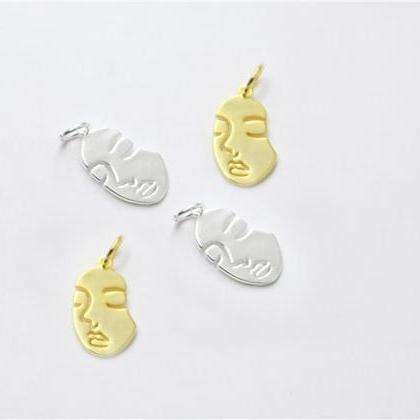Sterling Silver Glossy Face Charm, ..