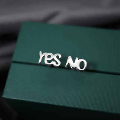 Sterling Silver Yes And No Ear Post, Letter..