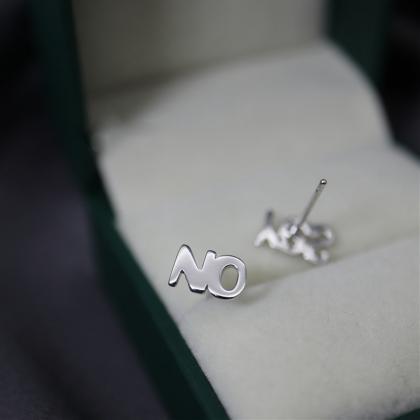 Sterling Silver Yes And No Ear Post, Letter..