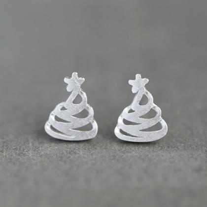 S925 Sterling Silver Christmas Tree Ear Studs,..
