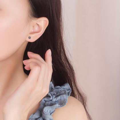 Silver Flower Ear Studs, Post Earrings, Women..