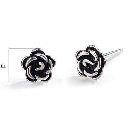 S925 Silver Rose Flower Ear Studs, Post Earrings,..