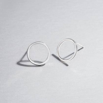 S925 Silver Round Circle Earrings, Hollow Round..