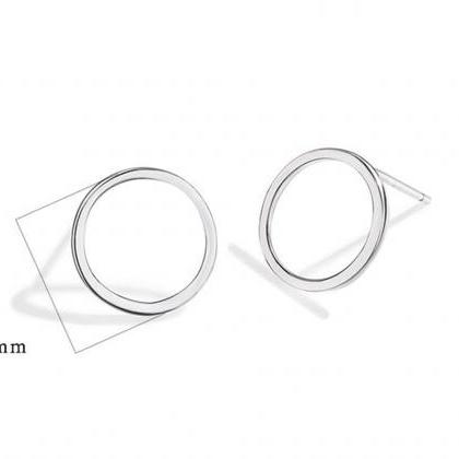 S925 Silver Round Circle Earrings, Hollow Round..