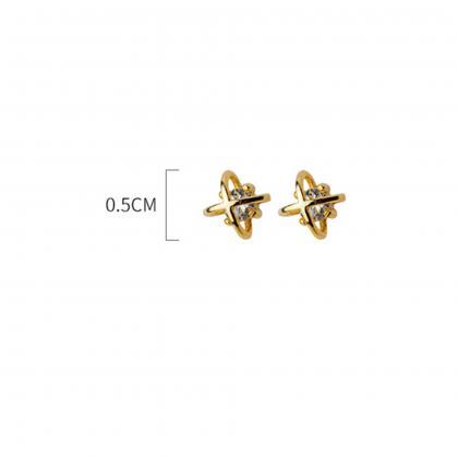 S925 Sterling Silver Flower Ear Studs, Cz Pave..