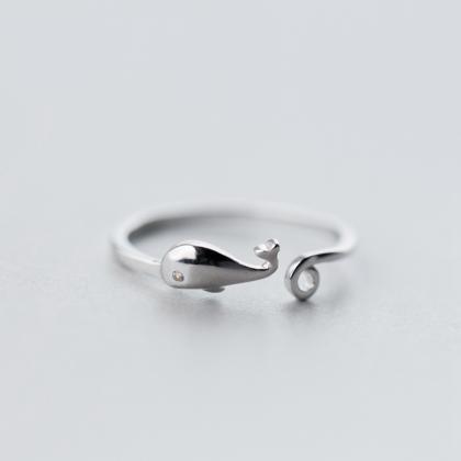 Silver Opened Whale Ring, Sterling Silver..