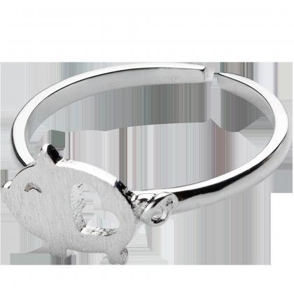 Filigree Pig Ring, Sterling Silver Adjustable Pig..