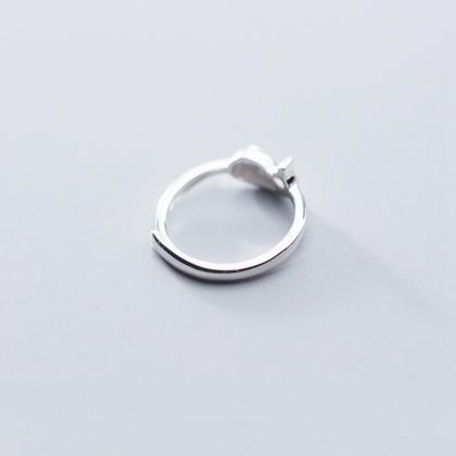 Glossy Whale Ring, Sterling Silver Adjustable..