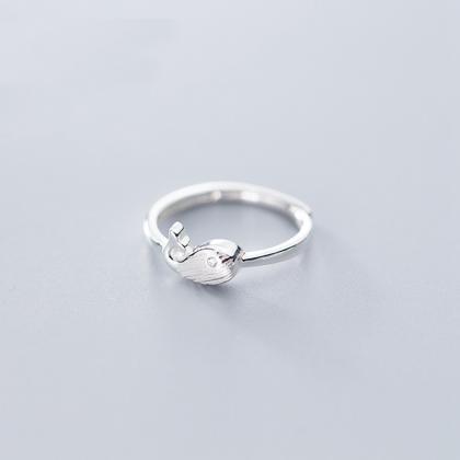 Glossy Whale Ring, Sterling Silver Adjustable..