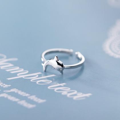 Dolphin Ring, Sterling Silver Adjustable Dolphin..