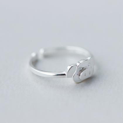 Cute Pig Ring, Sterling Silver Adjustable Pig..