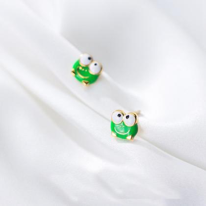 Sterling Silver Frog Ear Studs, Animals Post..