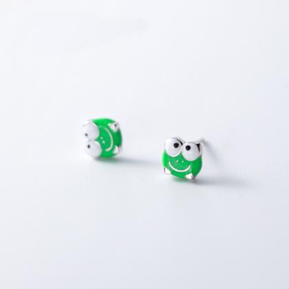 Sterling Silver Frog Ear Studs, Animals Post..
