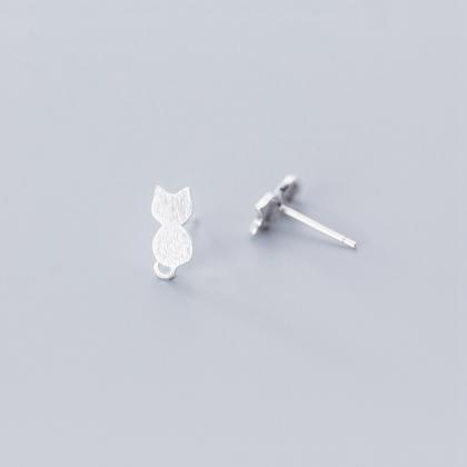 S925 Silver Cat Ear Studs, Animals Post Earrings,..