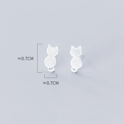 S925 Silver Cat Ear Studs, Animals Post Earrings,..