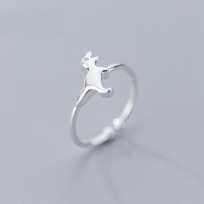 Silver Dainty Dinosaur Ring, Sterling Silver Adjustable Cat Ring, Minimalist Rings, Women Ring, Everyday Jewelry