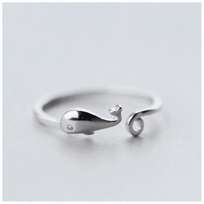 Silver Opened Whale Ring, Sterling Silver Adjustable Whale Ring, Minimalist Rings, Dainty Ring, Women Ring, Everyday Jewelry