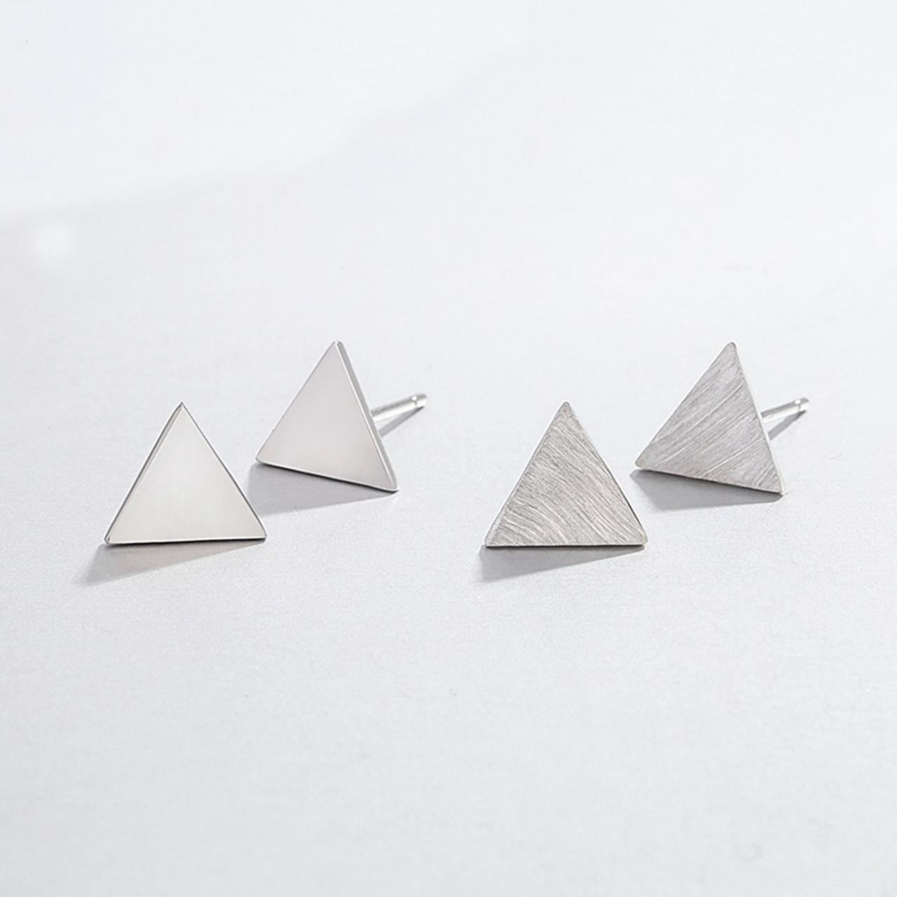 Sterling Silver Filigree Geometric Ear Post, Glossy Triangle Earrings Stud, Triangle Earring Post, Triangle Ear Stud, Triangle Earrings