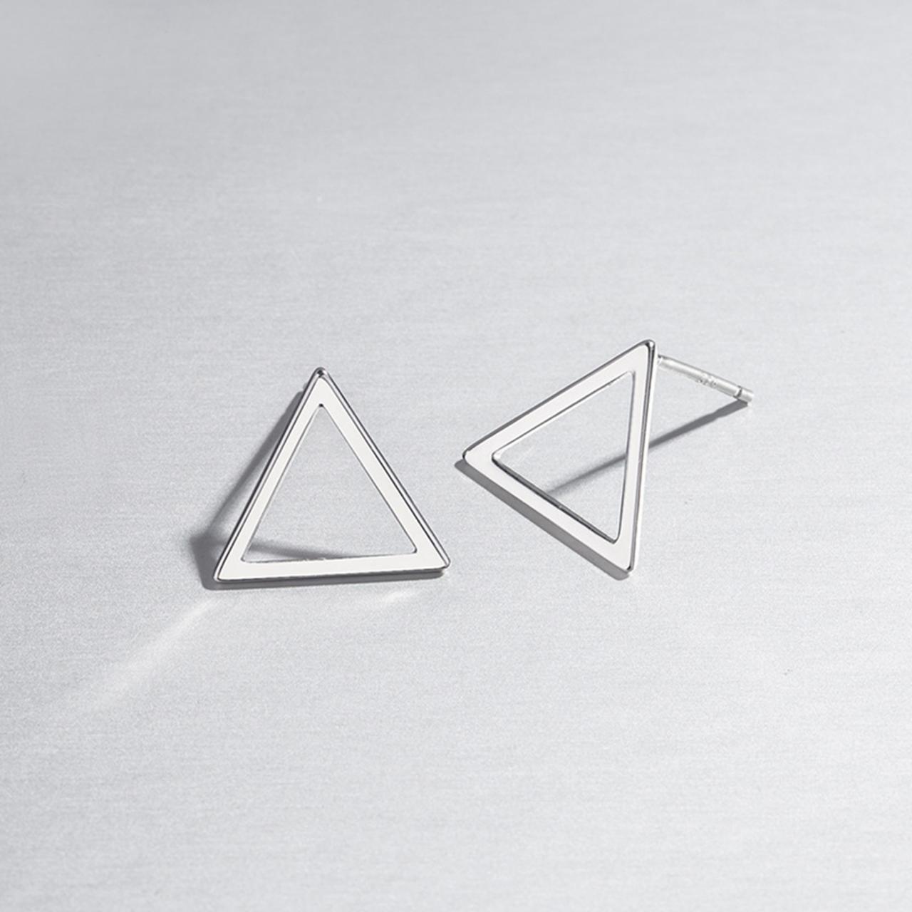Sterling Silver Filigree Geometric Ear Post, Triangle Earrings Stud, Geometric Earring Post, Triangle Ear Stud, Triangle Earrings