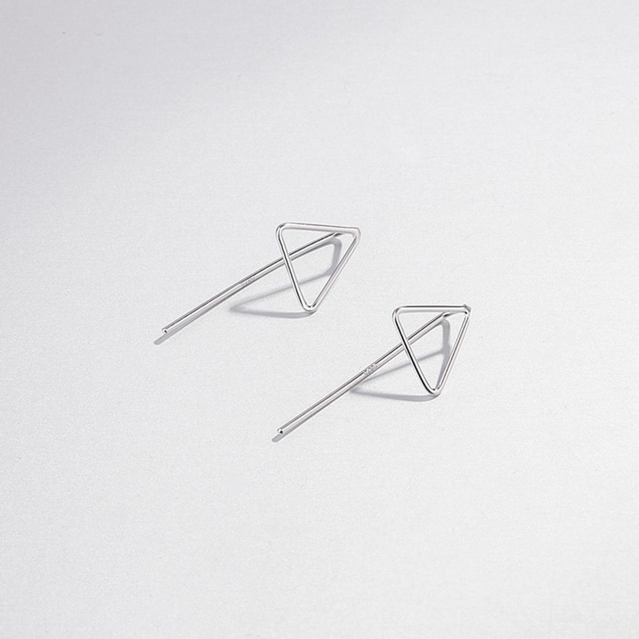 Sterling Silver Filigree Triangle Ear Post, Earrings Stud, Geometric Earring Post, Ear Stud, Triangle Earrings