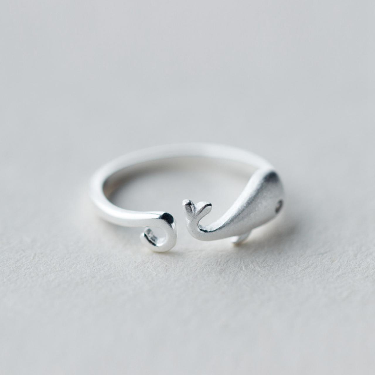 Filigree Dolphin Ring, Sterling Silver Adjustable Dolphin Ring, Minimalist Rings, Dainty Ring, Women Ring, Everyday Jewelry, Cz Pave Ring