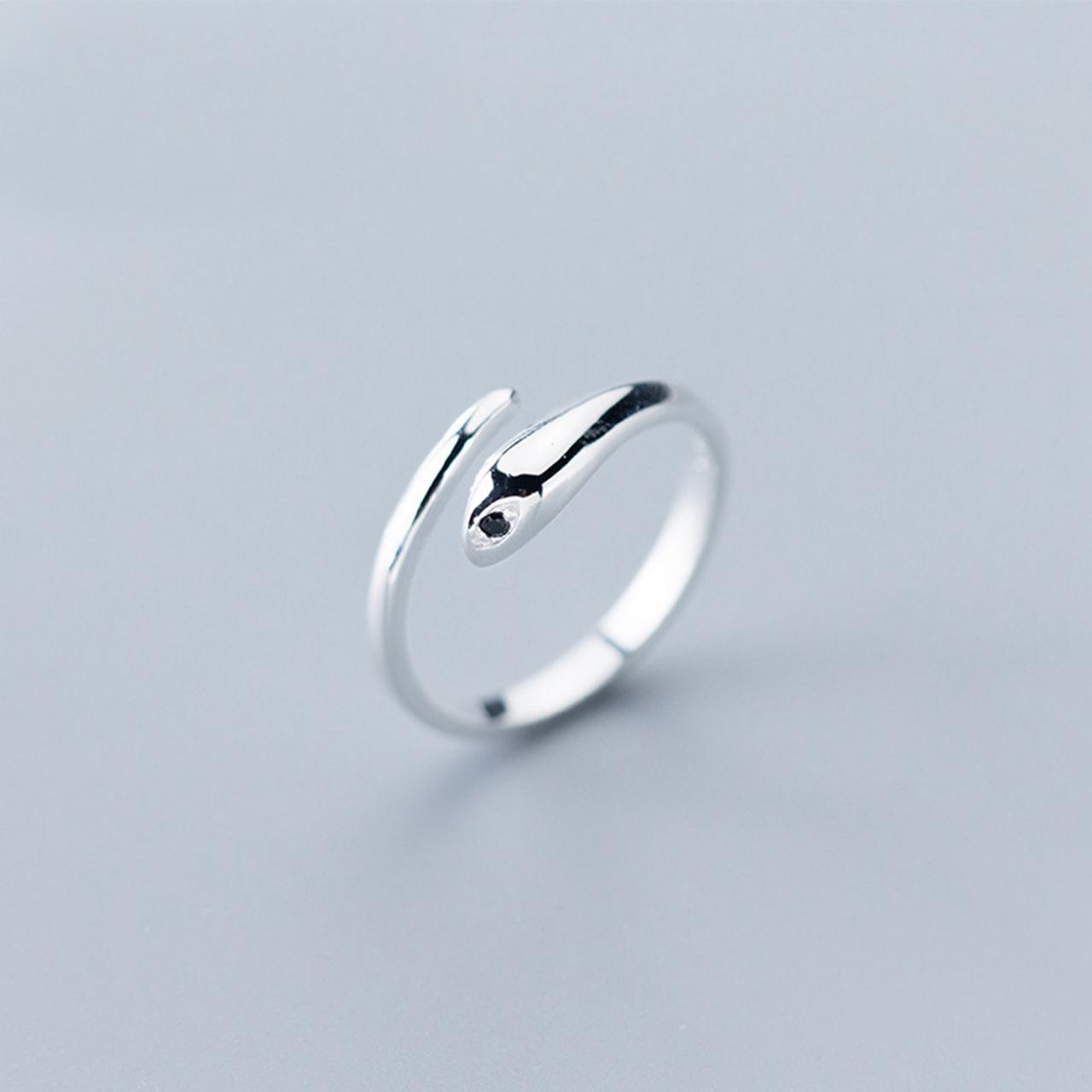 Fashion Simple Snake Ring, Sterling Silver Adjustable Snake Ring, Minimalist Rings, Dainty Ring, Women Snake Ring, Everyday Jewelry