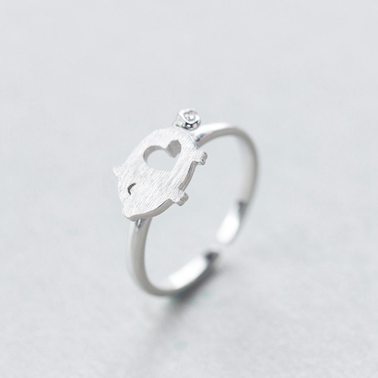 Filigree Pig Ring, Sterling Silver Adjustable Pig Ring, Minimalist Rings, Dainty Ring, Women Ring, Everyday Jewelry, Japanese Pig Ring
