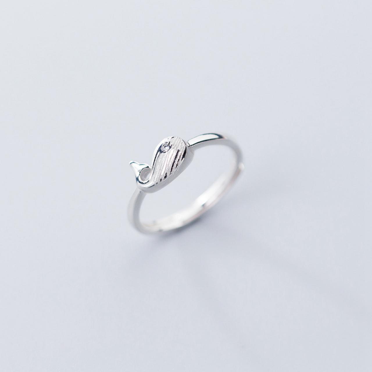 Glossy Whale Ring, Sterling Silver Adjustable Whale Ring, Minimalist Rings, Dainty Ring, Women Ring, Everyday Jewelry, Whale Ring