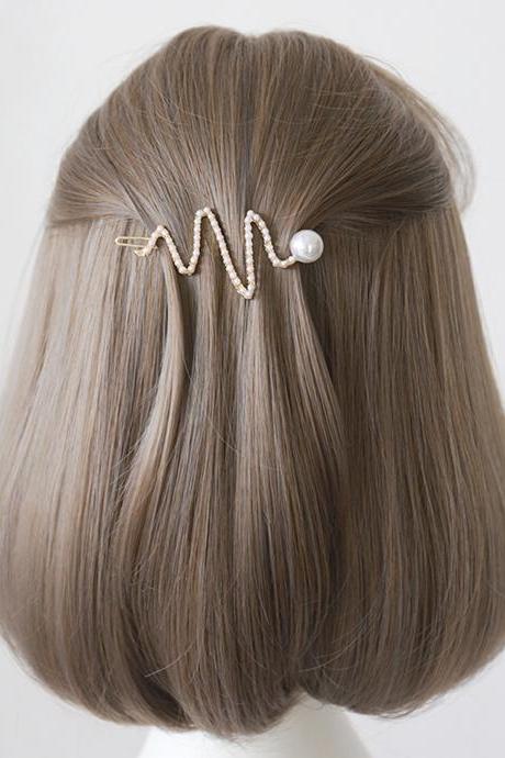 Gold Plated Wave Hair Clip, Minimalist Hair Accessories, Geometric Hair Clip, Minimal French Barrette, Metal Alloy Hair Clip, Hair Barrette