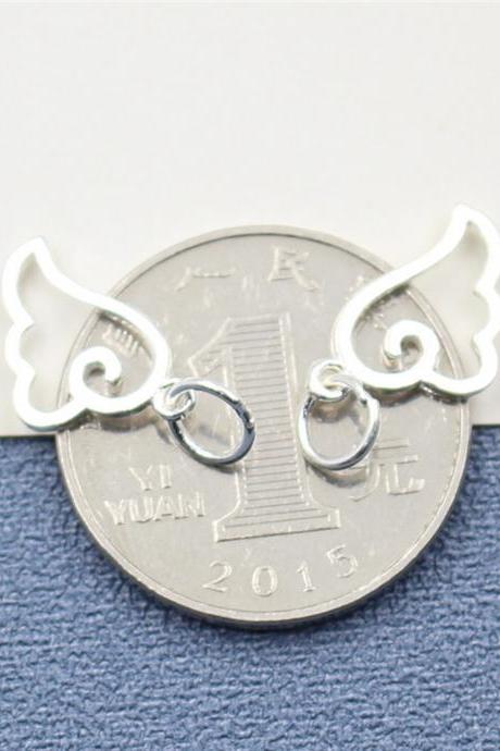 2pcs Sterling Silver Angel Wing Charms, 925 Silver Angel Charm, Necklace Charm, Bracelet Charm, Earring Charms, Tiny Charms, Wing Charms Pendant