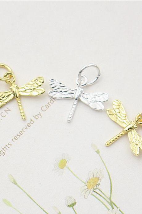 Sterling Silver Dragonfly Charm, Silver Dragonfly Charm, Necklace Charm, Bracelet Charm, Earring Charm, Animals Charm,Tiny Charm,Small Charm