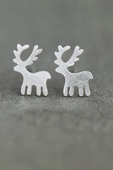 S925 Sterling Silver Deer Ear Studs, Deer Earrings, Filigree Ear Studs, Deer Earring Posts, Deer Ear Stud