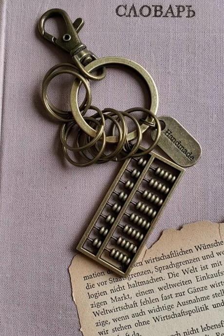 Vintage Abacus Key Chain, Bronze Metal Keychain, Key Charm, Abacus Charm, Abacus Key Chain, Gift for her