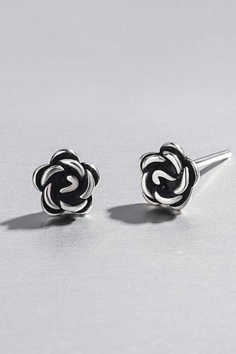 S925 Silver Rose Flower Ear Studs, Post Earrings, Women Earrings, Everyday Earrings