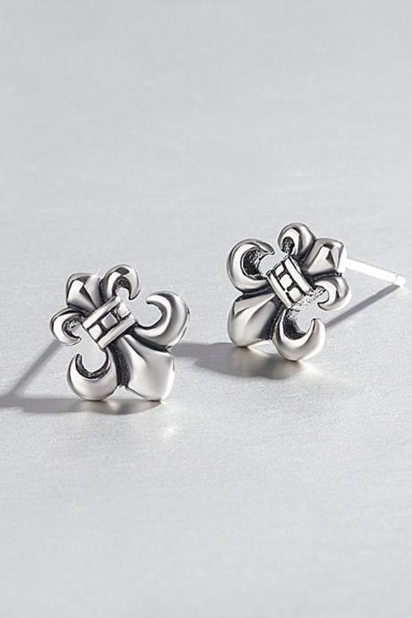 Sterling Silver Cross Ear Studs, Vintage Cross Post Earrings, Women Cross Earrings, Everyday Earrings, Unique Cross Ear Post