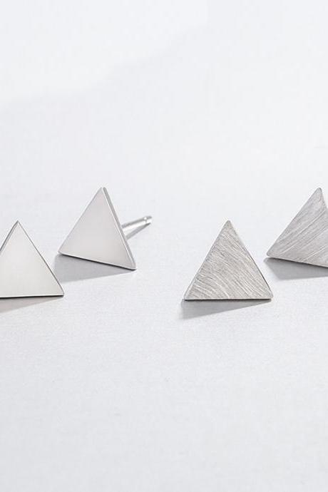 Sterling silver filigree geometric ear post, glossy triangle earrings stud, triangle earring post, triangle ear stud, triangle earrings