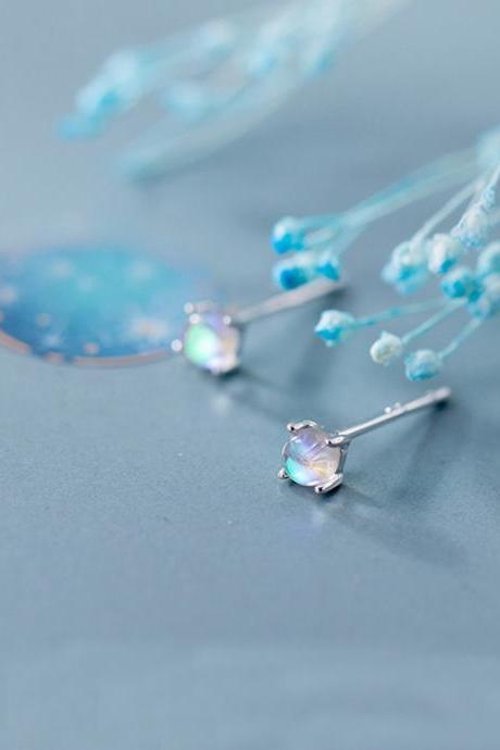 Sliver CZ Pave Colorful Bead Ear Studs, Sterling Silver Post Earrings, Women Earrings, Everyday Earrings, Ear Post, Earrings