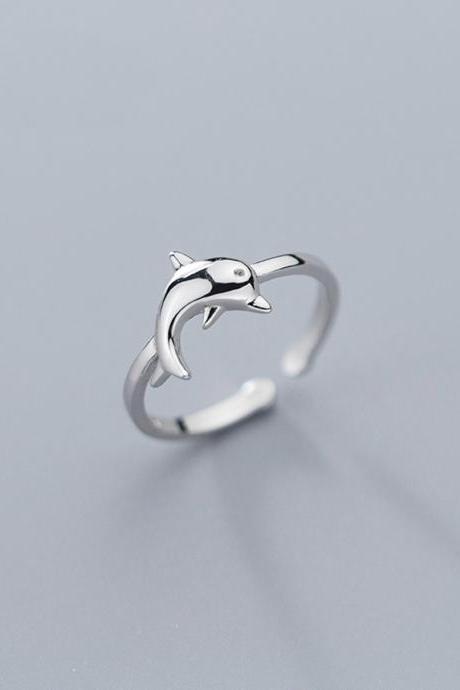 Dolphin Ring, Sterling Silver Adjustable Dolphin Ring, Minimalist Rings, Dainty Ring, Women Ring, Everyday Jewelry