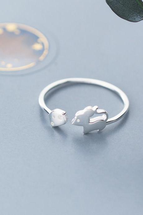Fashion Mouse, Sterling Silver Adjustable Mouse Ring, Minimalist Rings, Dainty Ring, Women Ring, Everyday Jewelry