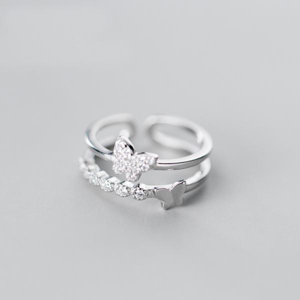 CZ Pave Butterfly, Sterling Silver Adjustable Butterfly Ring, Minimalist Rings, Dainty Ring, Women Ring, Everyday Jewelry