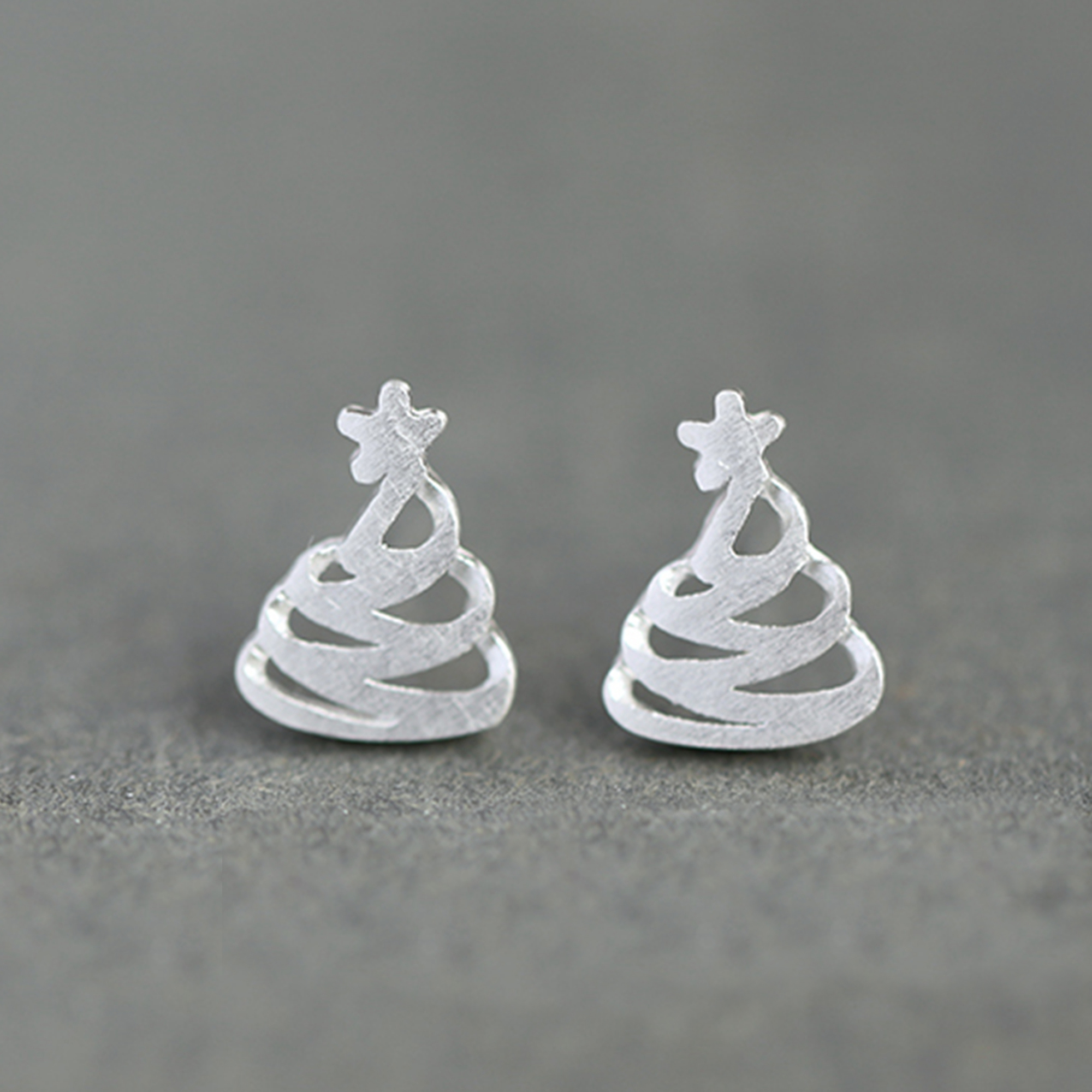Silver Christmas Tree Earrings main image 1